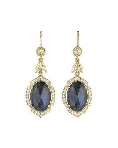 18k Labradorite & Diamond Drop Earrings