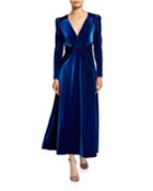 Twisted Velvet Long-sleeve Dress