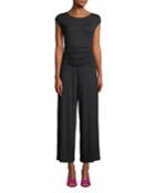 Cap-sleeve Wide-leg Jumpsuit