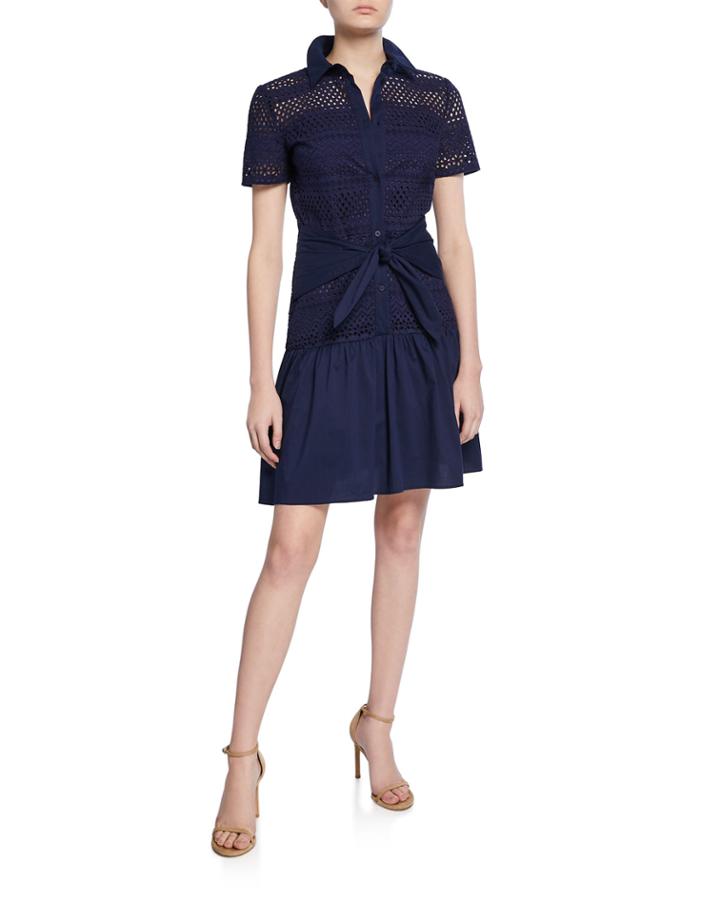 Allery Eyelet Short-sleeve Button-down