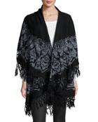 Floral-print Blanket Poncho
