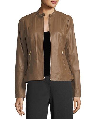 Lambskin Ponte-contrast