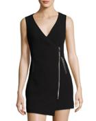 Orly Asymmetric-zip Sleeveless Dress, Black