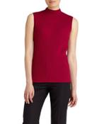Mock-neck Ribbed Sleeveless