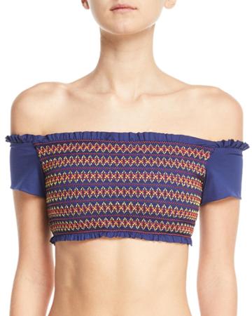 Frill Seeker Smocked Off-the-shoulder