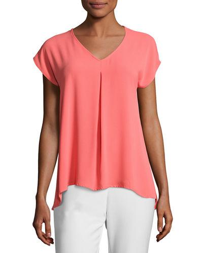 V-neck Crepe Blouse
