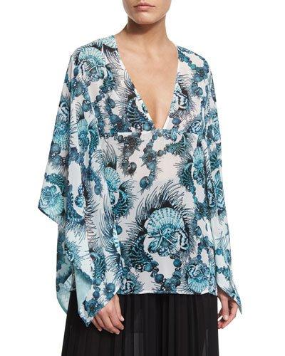 Onirica-print Caftan-style Blouse, White