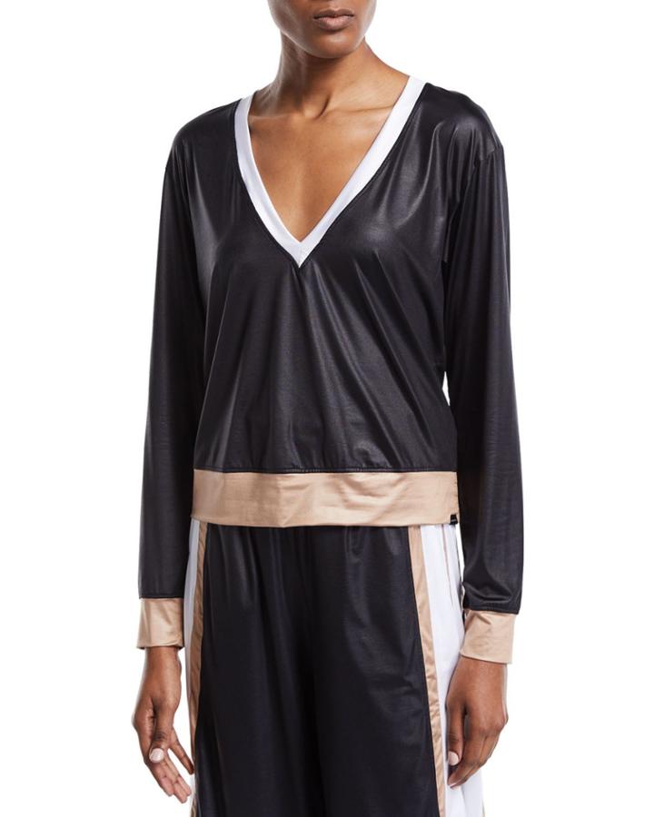 Birdie Colorblock V-neck Pullover Top
