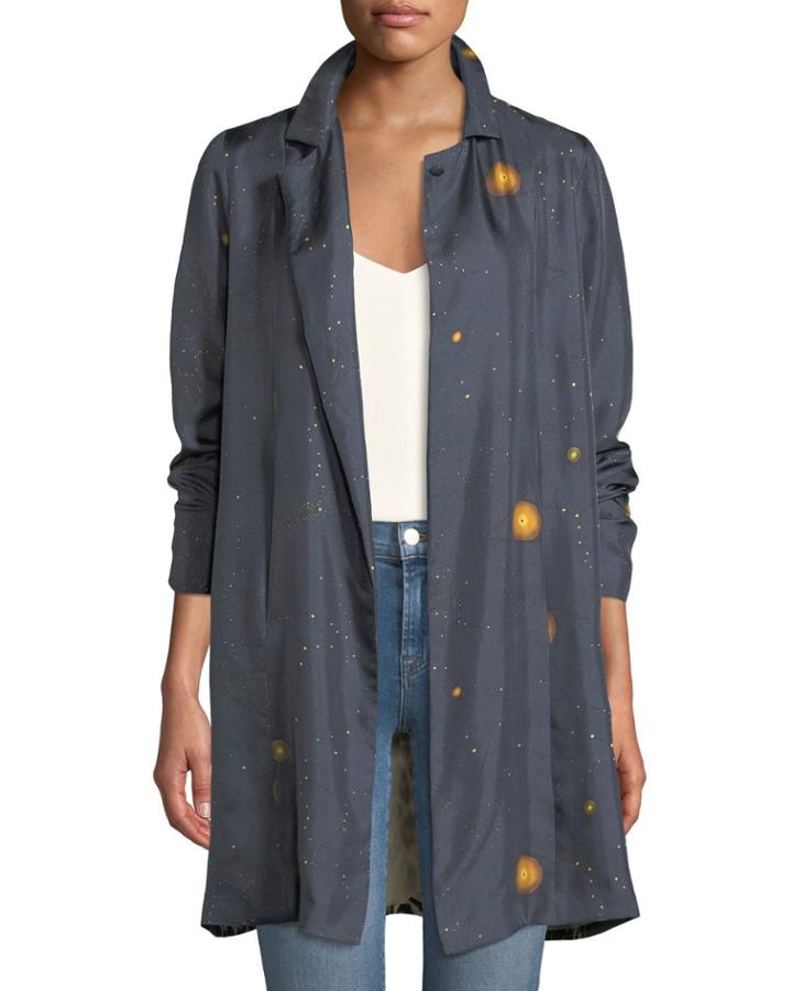 Paris Dot-print Silk Jacket With Contrast Back