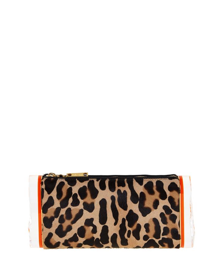 Soft Lara Leopard-print Calf Hair Clutch Bag,