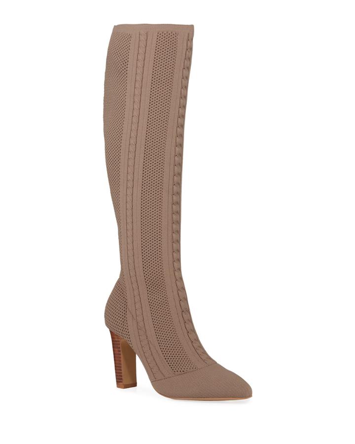 Davis Herringbone Stretch Knit Knee Boots
