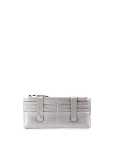 Slim Leather Organizer Wallet, Pewter