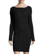 Kelsey Cable-knit Sweater Dress, Black