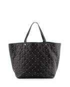 Beaded Quilted Tote Bag, Black