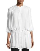 Batwing-sleeve Embroidered Blouse, White