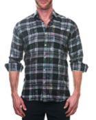 Men's Fibonacci Shaped Sport Shirt - Paisley Check Black