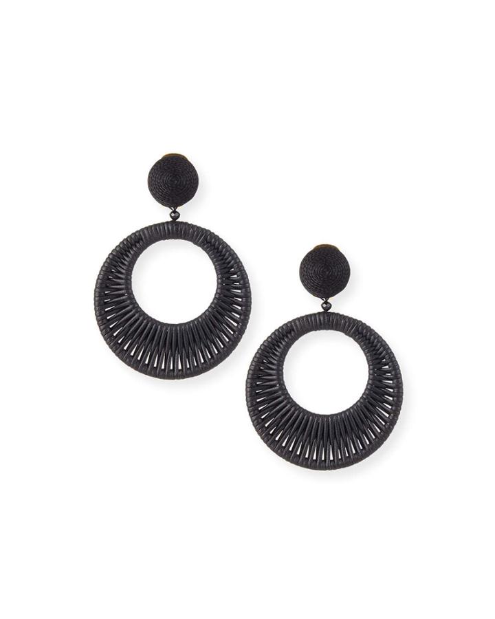 Leather Hoop-drop Clip-on Earrings