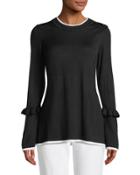 Contrast-tip Bell-sleeve