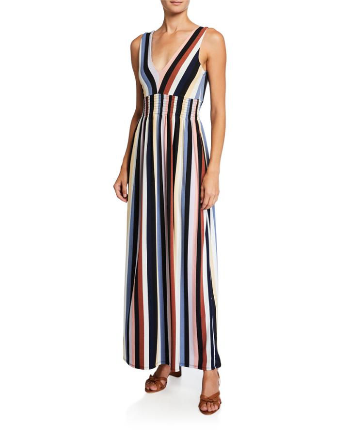 Striped V-neck Sleeveless