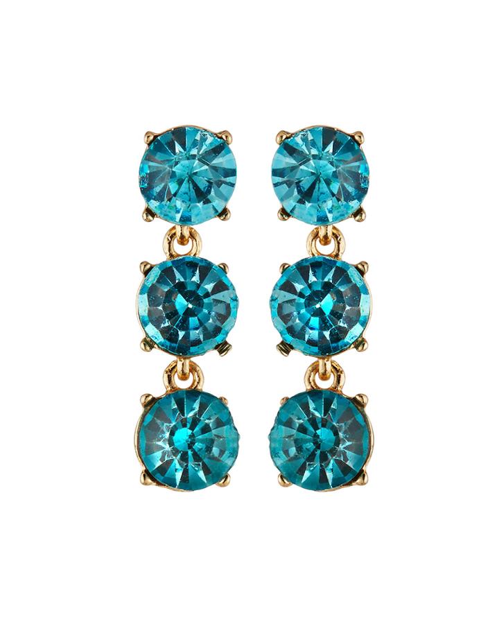 Triple-drop Earrings, Teal