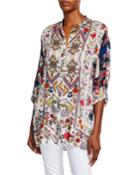 Miya Mixed-print Button-down Long-sleeve