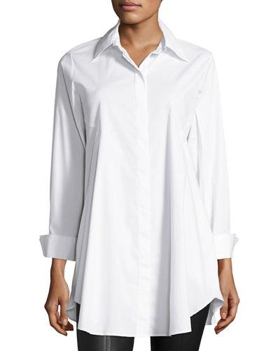 Hidden-placket Flared Blouse