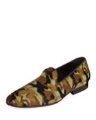 Men's Premo Camo-print Calf Hair Slip-on