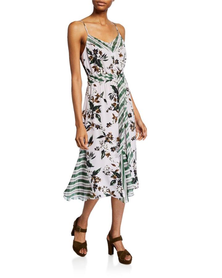 Frieda Sleeveless Mixed-print Dress