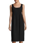 Raewyn Sleeveless Empire-waist Dress, Black