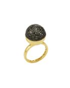 14k Brown Diamond Ball Locket Ring,