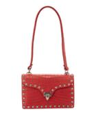 Alligator-embossed Shoulder Bag, Red