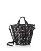 Maxine Woven Studded Tote Bag, Black