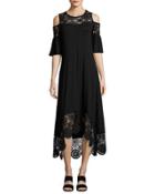 High-low Cold-shoulder Crochet Dress