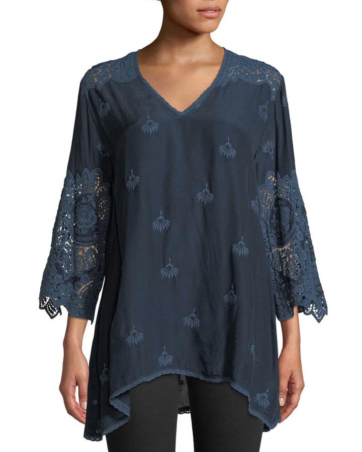 Jay Jay V-neck Top With Crochet Detail