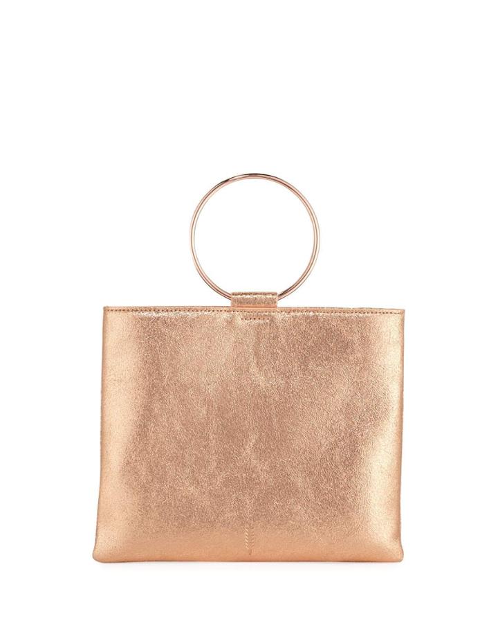 Le Pouch Metallic Leather Ring-handle Crossbody Bag