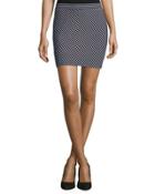 Mod Striped Mini Skirt, Black/white