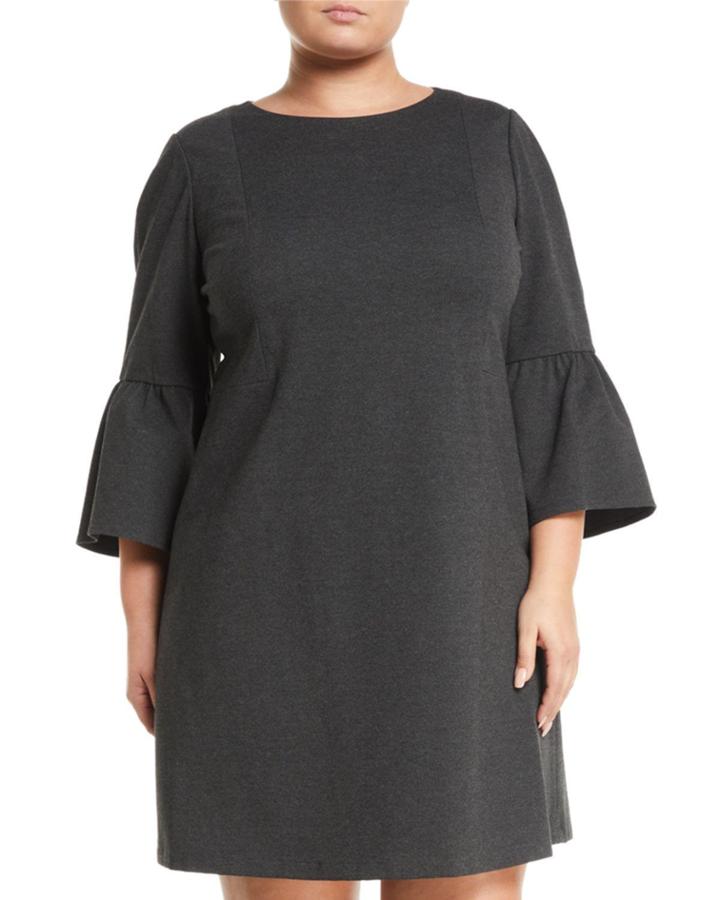 Marissa 3/4-bell-sleeve Punto Milano Dress,