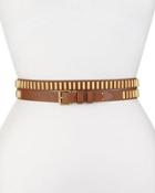 Long & Winding Road Belt With Studs, Cognac/gold
