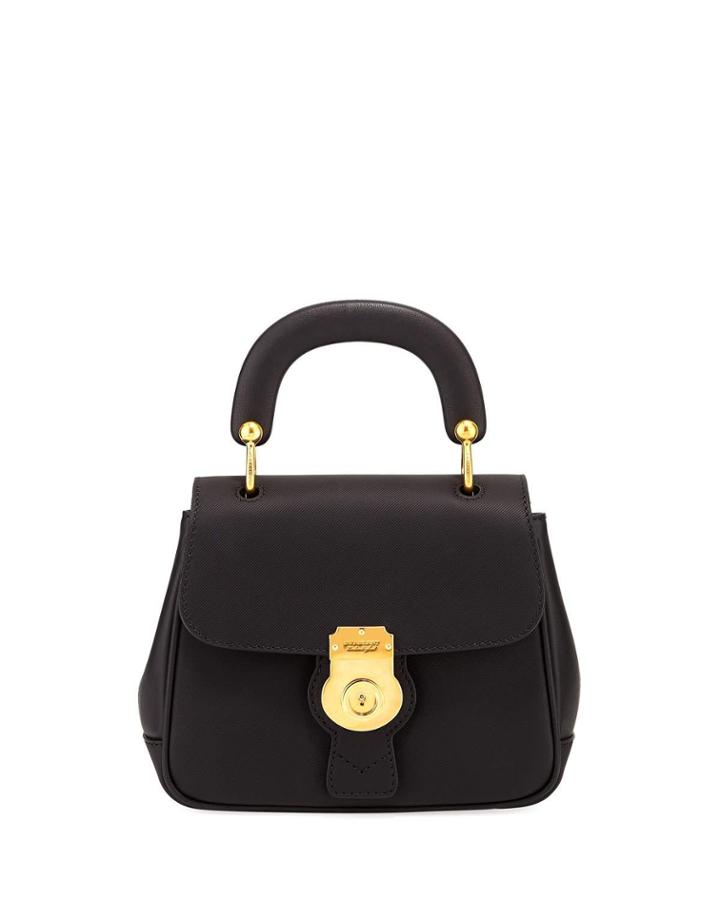 Trench Small Leather Top Handle Bag, Black