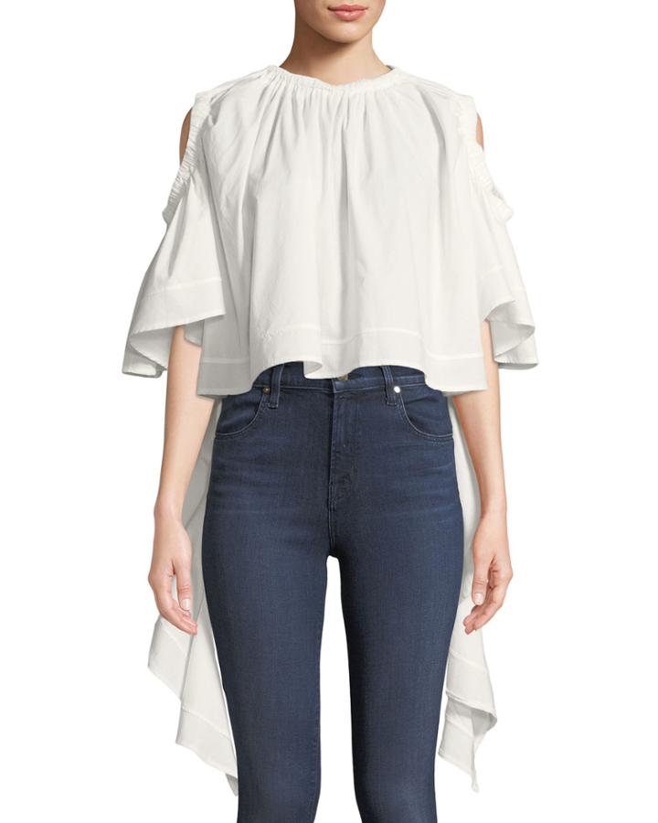 Zienna Cold-shoulder Handkerchief Blouse