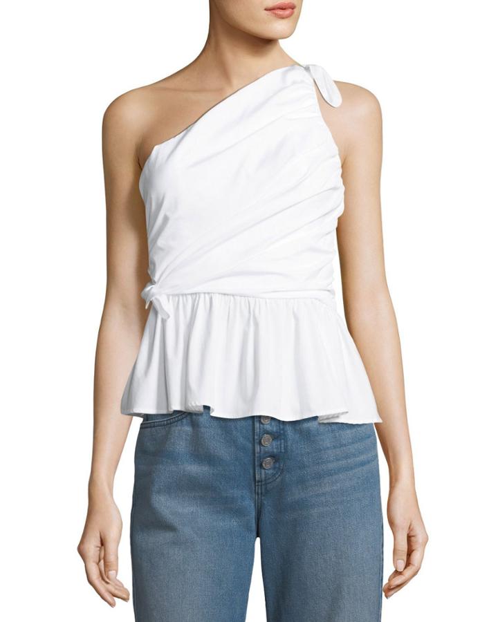 Soraya One-shoulder Draped Cotton Top
