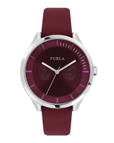 31mm Metropolis Leather Watch, Wine