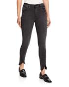 Le High Skinny Jeans With Frayed Tulip Hem