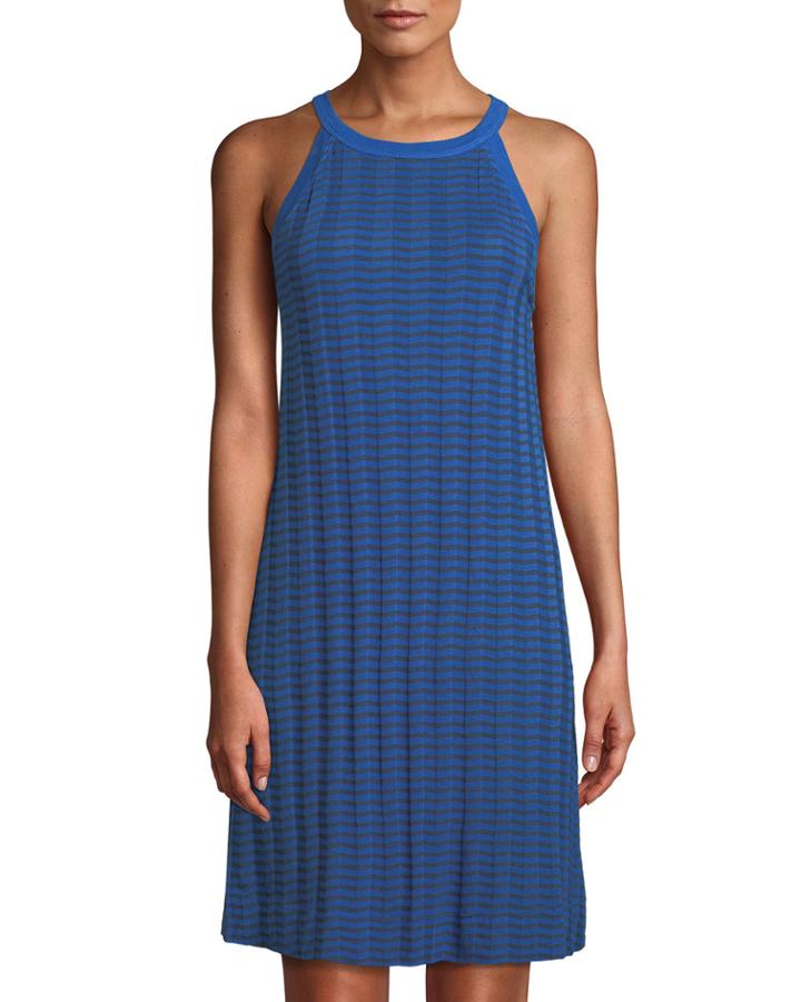 Chevron-stripe Halter Dress