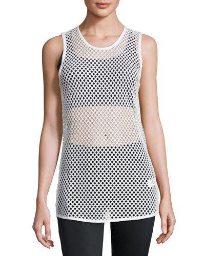 Open-back Mesh Tank, White
