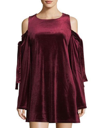 Crushed Velvet Cold-shoulder Dress
