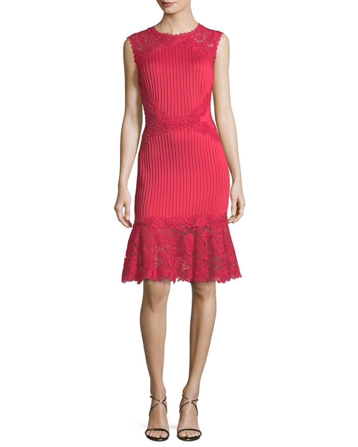 Ottoman Lace Flounce Hem Cocktail Dress