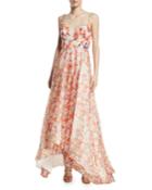 Beaded Floral Organza High-low Gown