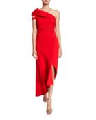One-shoulder High-low Ruched Dress