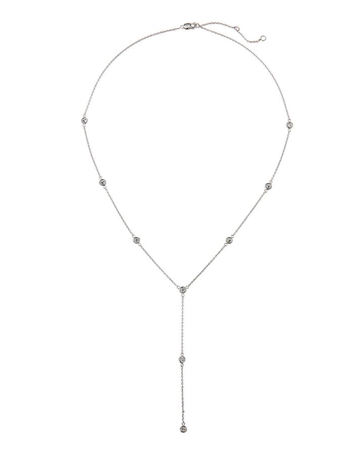 Estate 14k White Gold Diamond By-the-yard Drop Necklace
